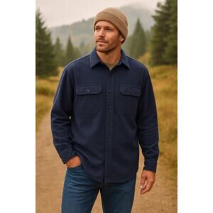 L.L. Bean Blue Heavy Cotton Shirt Jacket Shacket Men’s Large Tall Workwear